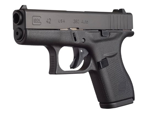 Glock 42 subcompact pistol in .380 Auto, shown in right-side profile against a white background.