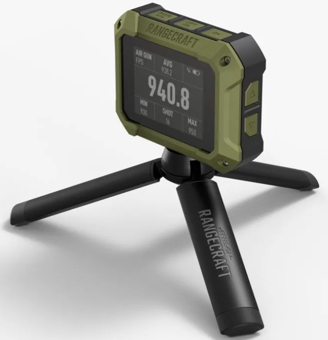 The Rangecraft Velocity PRO by Athlon is
a compact, IP67 waterproof Doppler radar chronograph that measures projectile speeds (65-5000 fps) for rifles, pistols, archery, and airguns without needing attachment to the firearm, preserving zero and barrel harmonics, and works with suppressors; it features an internal rechargeable battery, clear screen, tripod, and connects to the Athlon Ballistics App for detailed data analysis like power factor and standard deviation