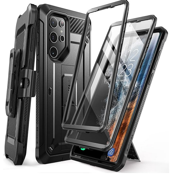 SUPCASE Unicorn Beetle Pro — full-body protection, integrated kickstand, belt clip. Rugged enough for range use, and the kickstand keeps apps visible while you're behind the rifle.