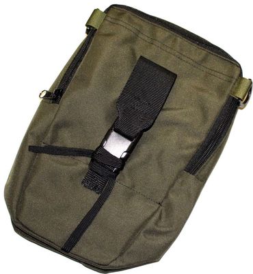 Olive drab nylon soft carrying case with black MOLLE straps and zipper closure, shown against a white background.