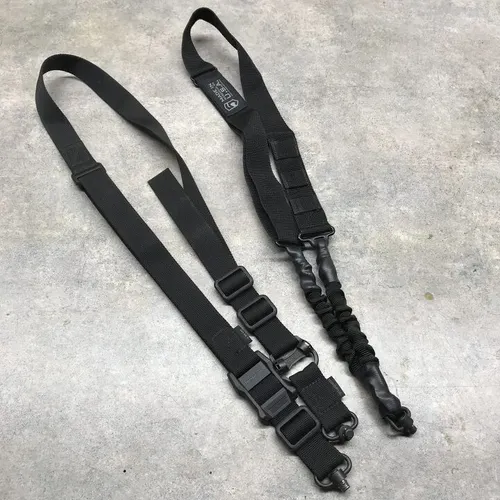 A selection of two-point slings showcasing different materials and designs.