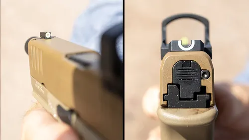 The U-Dot sights of the Hellcat Pro for improved visibility.