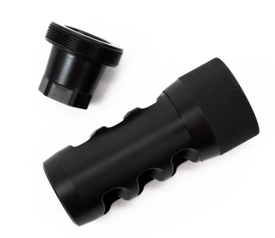 Tikka TAC A1 factory muzzle brake with jam nut, black anodized aluminum, 5/8x24 threaded