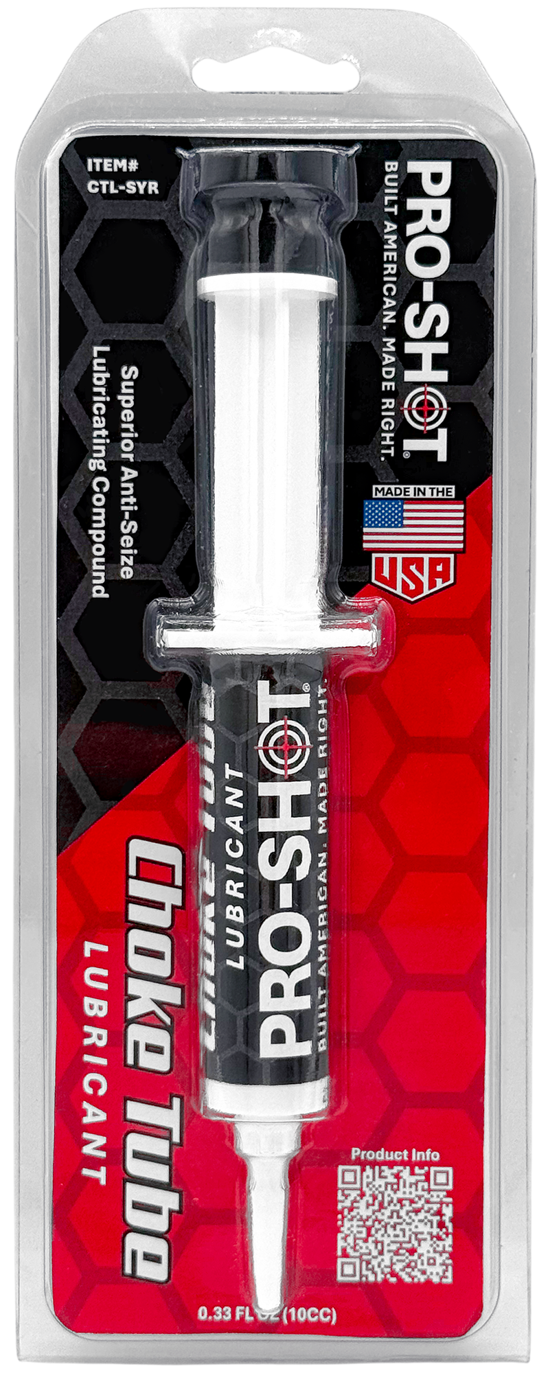 Pro-Shot Choke Tube Lubricant anti-seize compound in a syringe applicator, 0.33 fl oz, in retail blister packaging.
