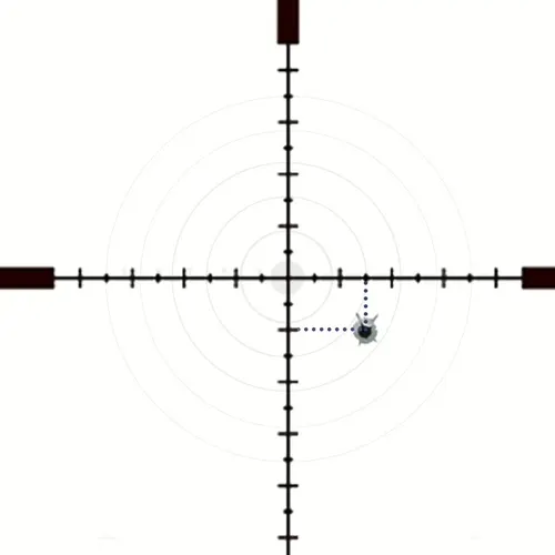 Mil-dot reticles provide reference points for distance estimation.