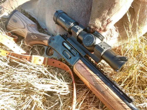 Lever action rifles are popular for hunting medium-sized game.
