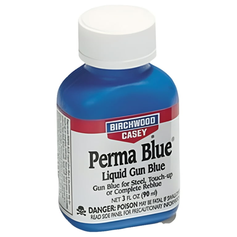 Birchwood Casey Perma Blue Liquid Gun Blue 3oz bottle, a cold bluing solution for steel firearms.