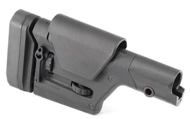 he Magpul PRS GEN3: tool-free knobs adjust length of pull and cheek height, and it mounts directly to a rifle-length receiver extension.